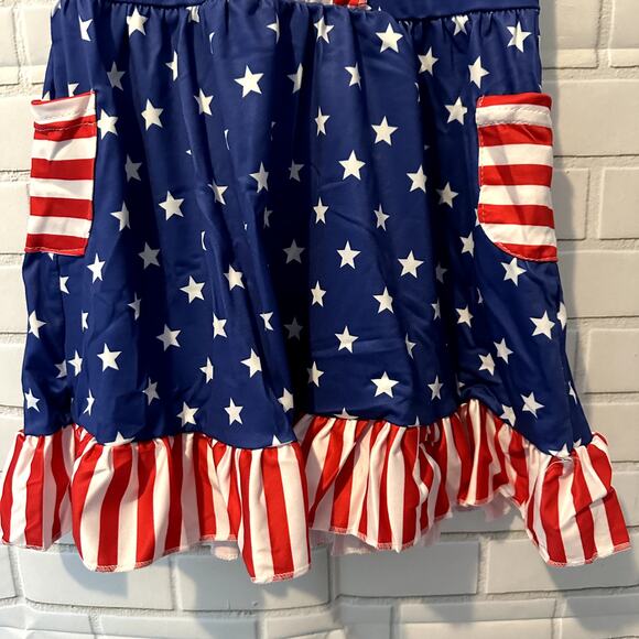 Toddler Girls Sassy Saul 2T Red, White, Blue Stars and Stripes Summer Dress - Picture 3 of 7